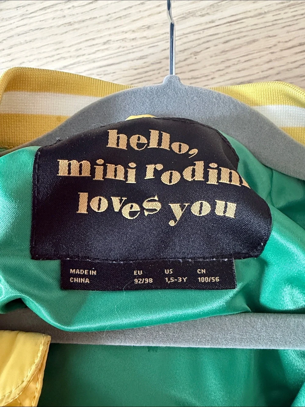 Mini Rodini Kids' Yellow Club 84 Bomber Jacket - size 1.5-3 year